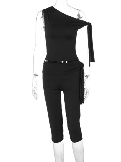 Women's Sporty Skew Collar Two Piece Set