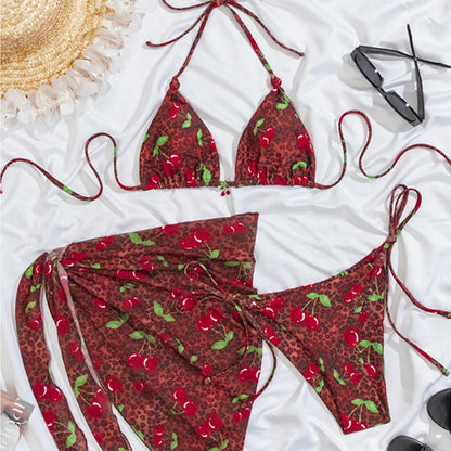 Joskaa Leopard Print Swimwear Cherry Printed 3pcs - swimwear image 5