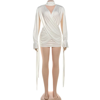 Women's Ruched Backless Cutout Mini Dress