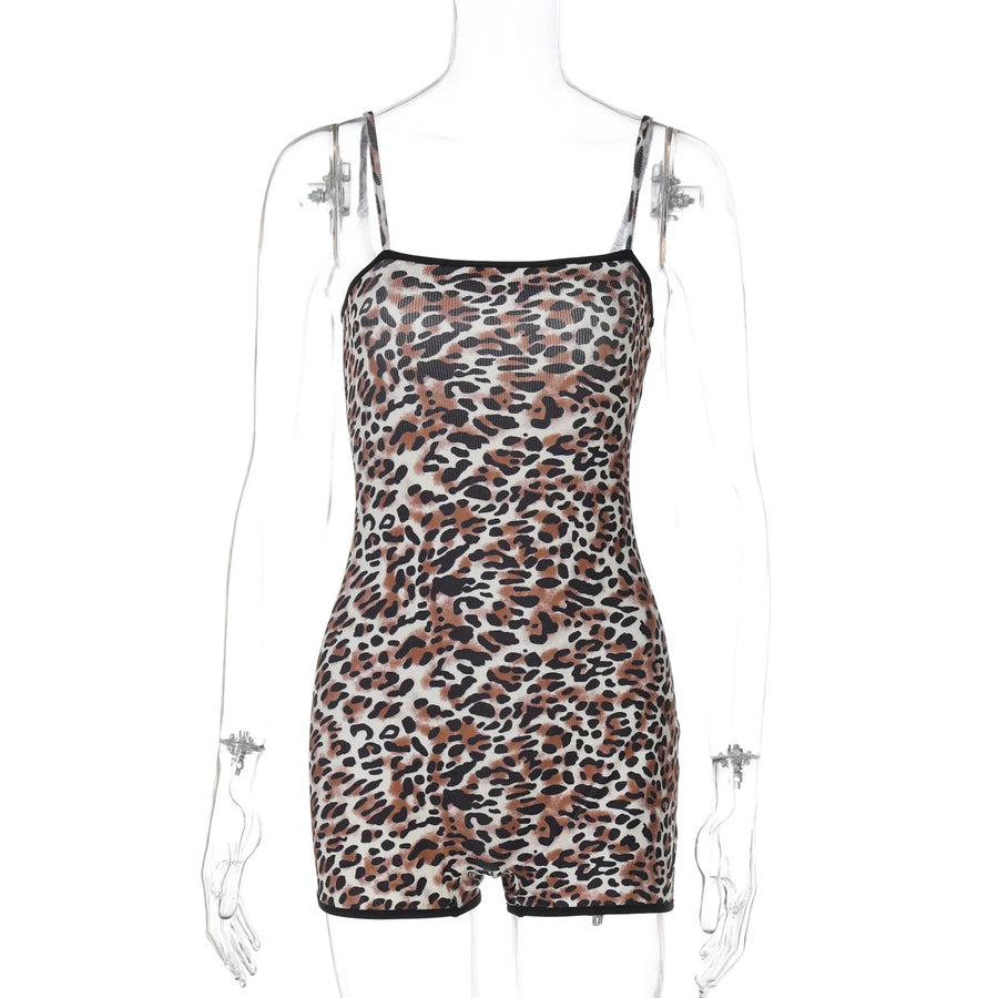 Wholesale Women's Leopard Print Sleeveless Romper