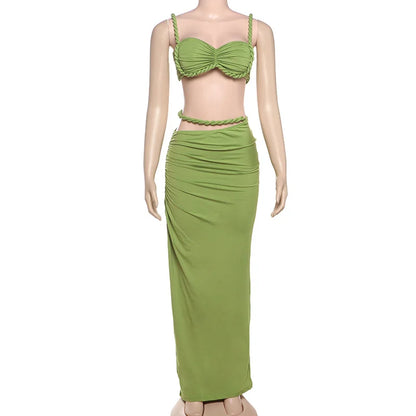 Wholesale Women's Cutout Crop Maxi Two Piece Set