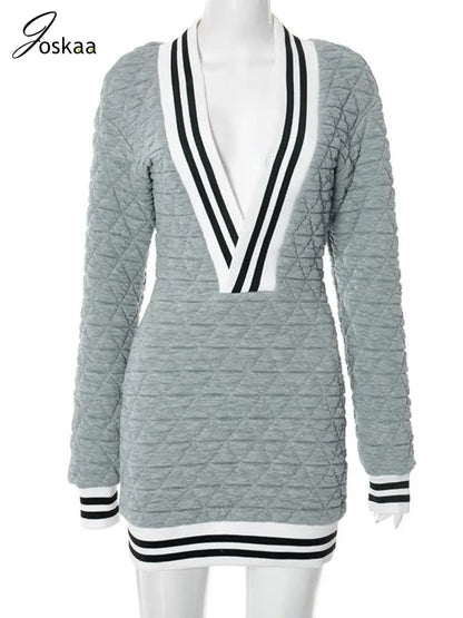 Wholesale Women's Long Sleeve Bodycon Mini Dress Gray – Back View