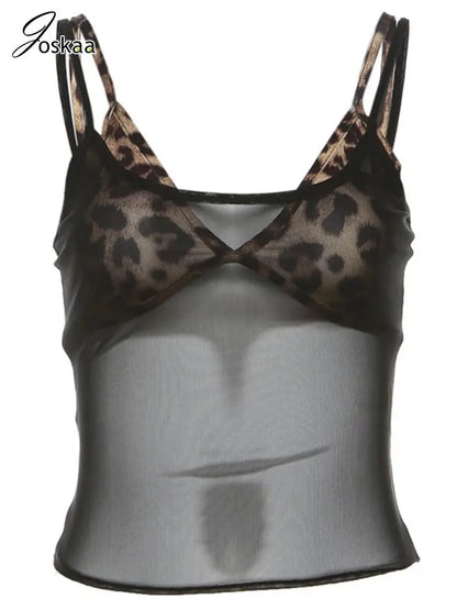 Women's Leopard Print Mesh Two Piece Bikini Set – Women's Fashion Wholesale – Front View