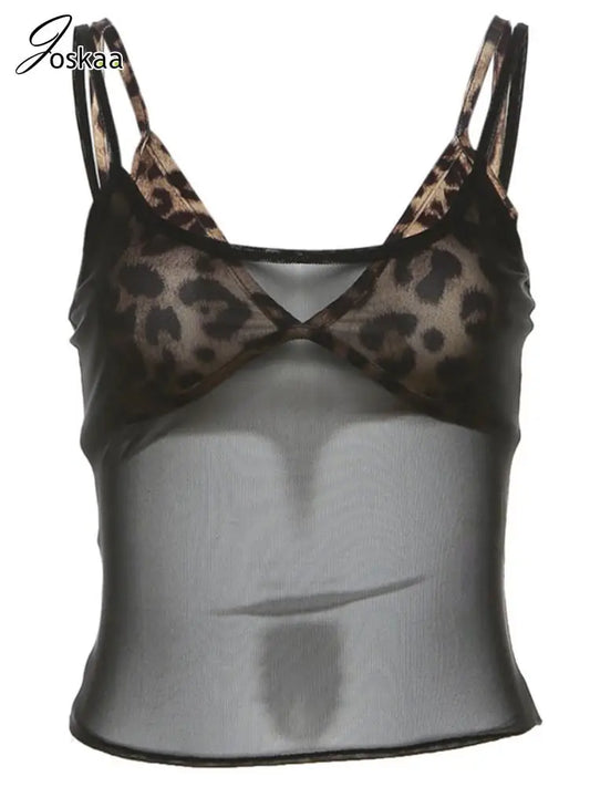 Women's Leopard Print Mesh Two Piece Bikini Set – Women's Fashion Wholesale – Front View