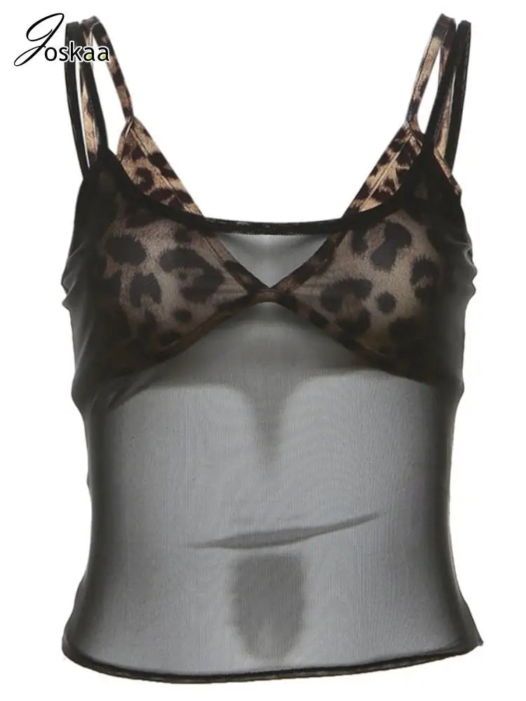 Women's Leopard Print Mesh Two Piece Bikini Set – Women's Fashion Wholesale – Front View
