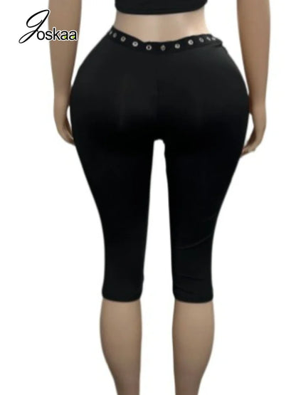 Women's Lace Cutout Bodycon Pants Gothic Capri Leggings - Back View