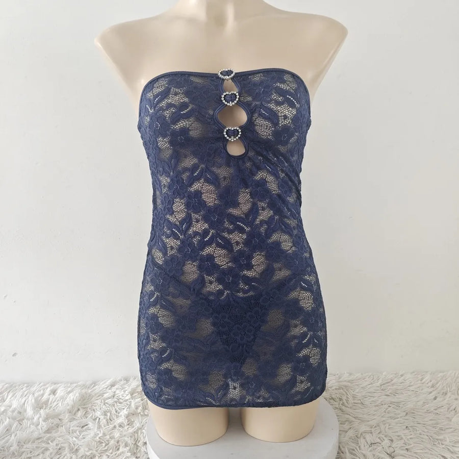 Women's Lace Cutout Strapless Two Piece Set