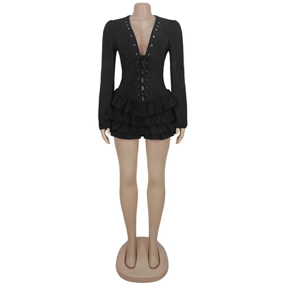 Women's Lace Long Sleeve Bodycon Mini Dress