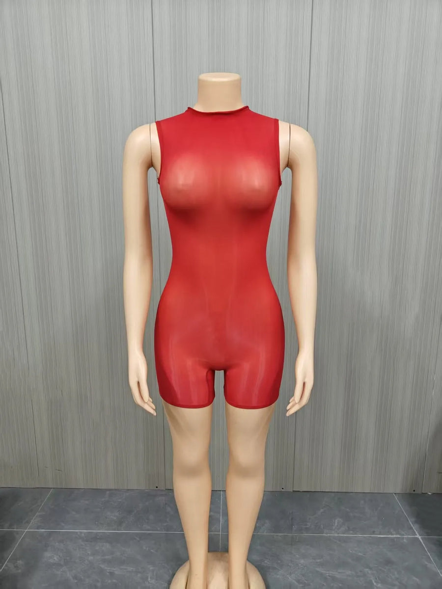 Women's Sleeveless Bodycon Coquette Round Neck Romper