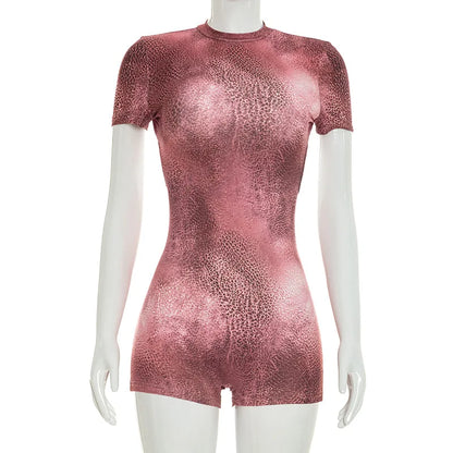 Women's Leopard Print Ruched Backless Bodycon Romper - Detail View 8