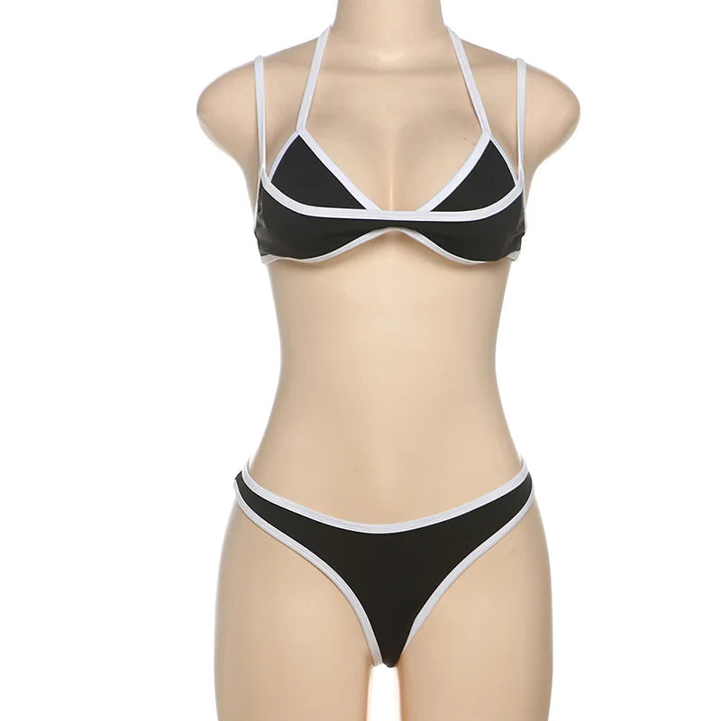 Women's Swimwear Patchwork Piece Bikini Set