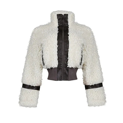 Women's Faux Leather Long Sleeve Zip Jacket