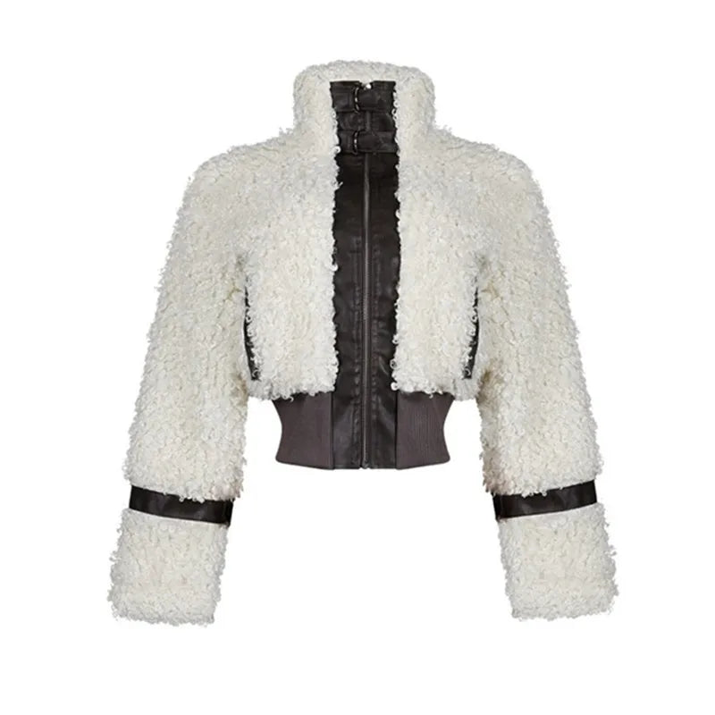 Women's Faux Leather Long Sleeve Zip Jacket