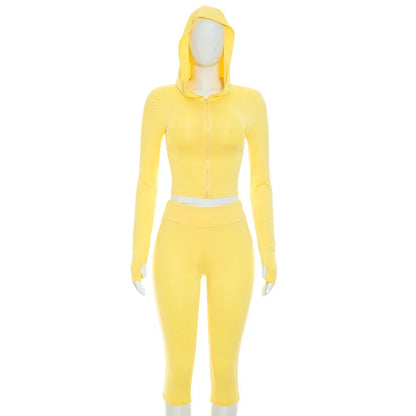 Women's Ruched Zip Up Long Sleeve Two Piece Set - Detail View 8