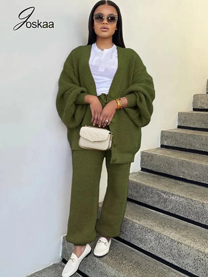 Women's Knit Long Sleeve Ribbed Two Piece Set – Women's Fashion Wholesale – Front View