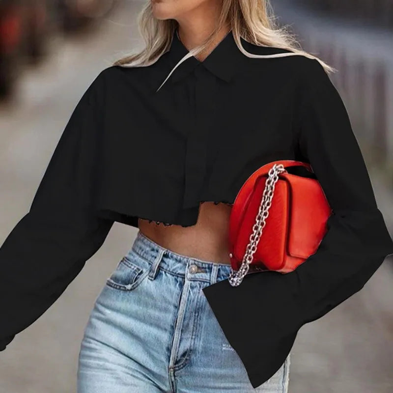 Women's Long Sleeve Unique Irregular Shirts Top