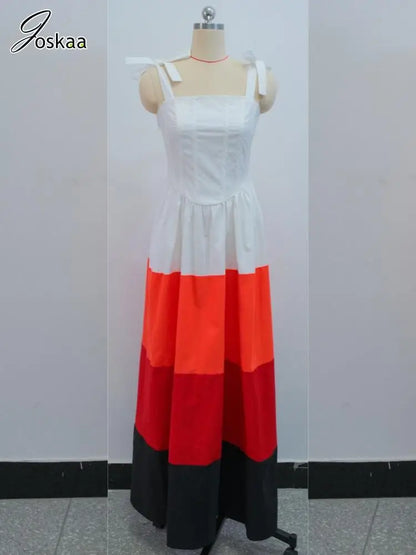 Wholesale Women's High Waist Bodycon Maxi Dress Patchwork – Back View