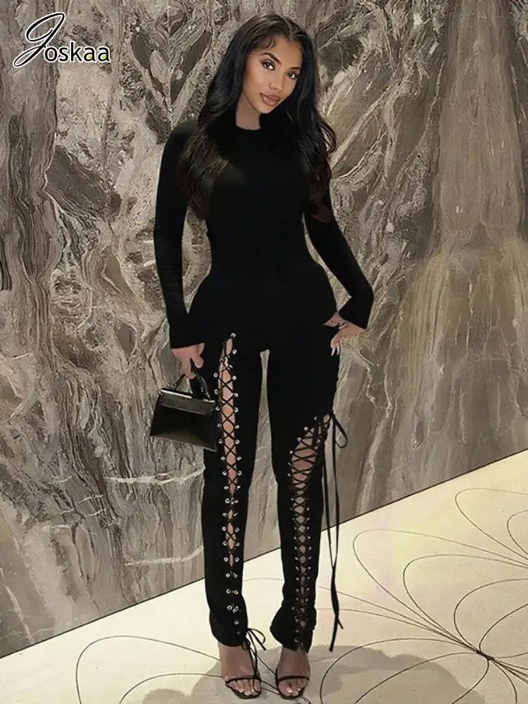 Women's Cutout Long Sleeve Bodycon Romper – Women's Fashion Wholesale – Front View