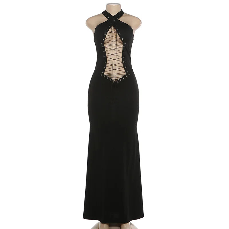 Joskaa Backless Halter Sleeveless Bodycon Maxi Dress - maxi dress image 5