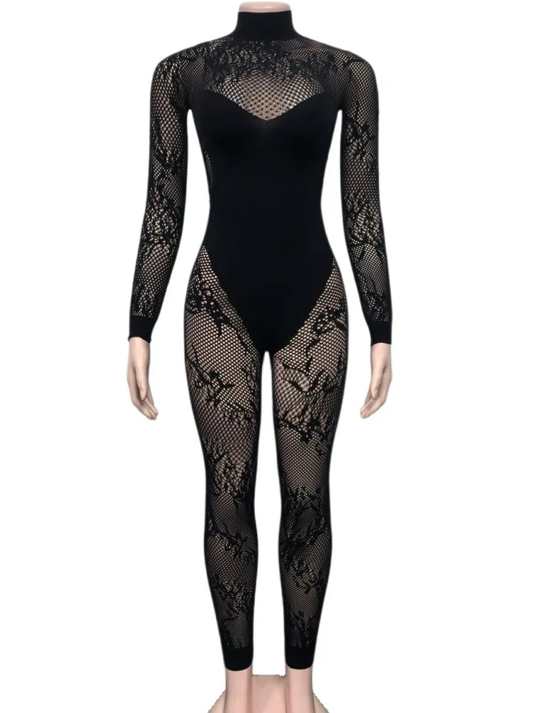 Wholesale Women's Lace Long Sleeve Bodycon Romper