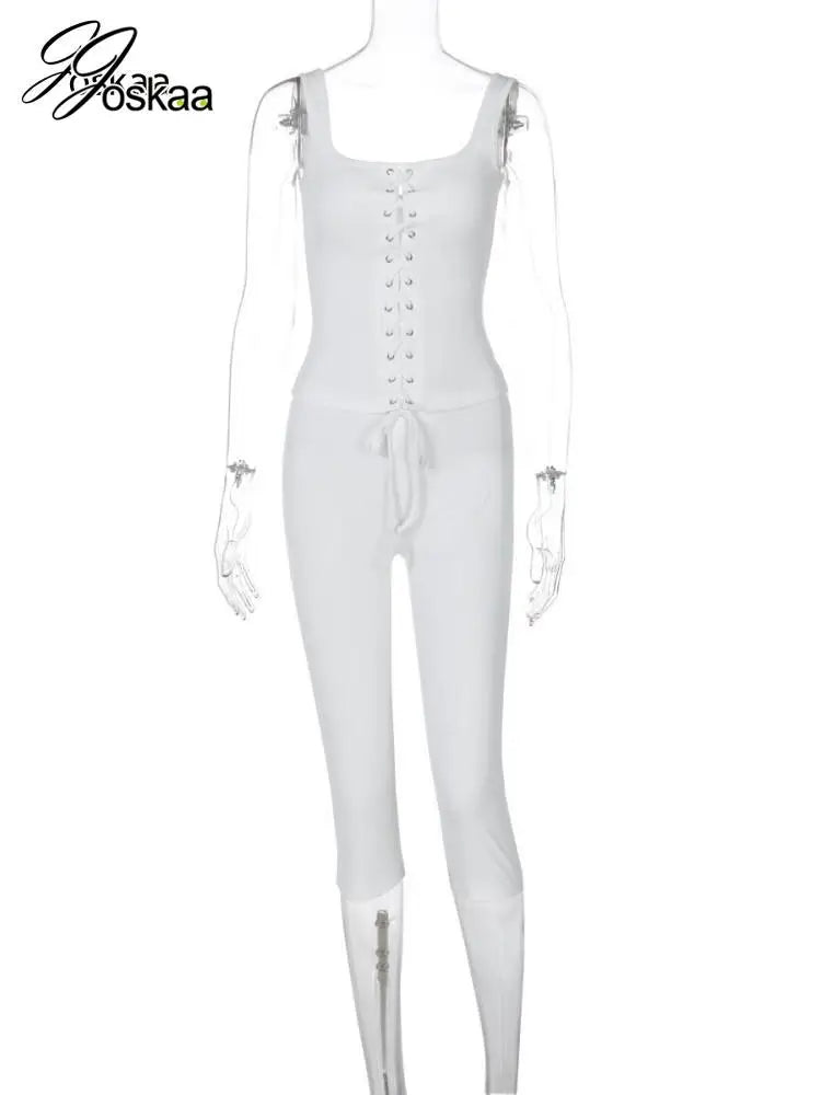 Women's Knit Cutout Crop Ribbed Two Piece Set White – Detail View