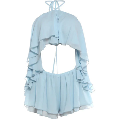 Women's Backless Halter Two Piece Set Chiffon - Detail View 6