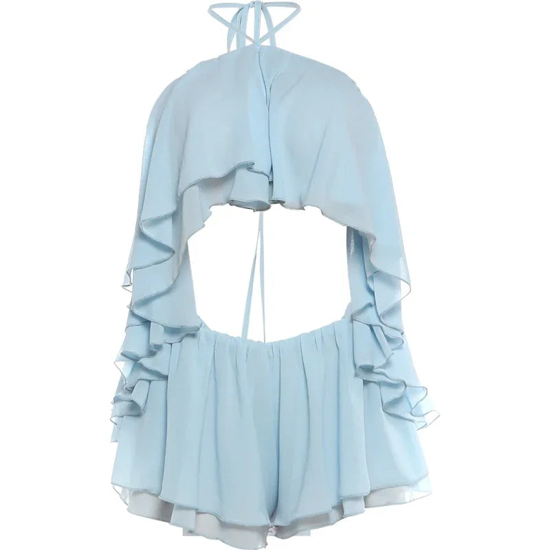 Women's Backless Halter Two Piece Set Chiffon - Detail View 6