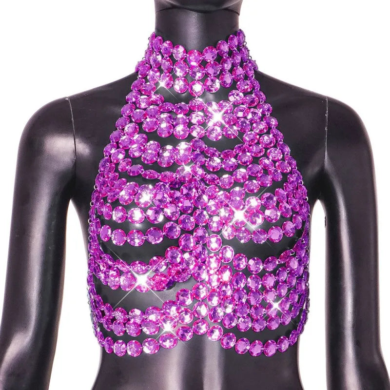 Wholesale Women's Rhinestone Backless Halter Top