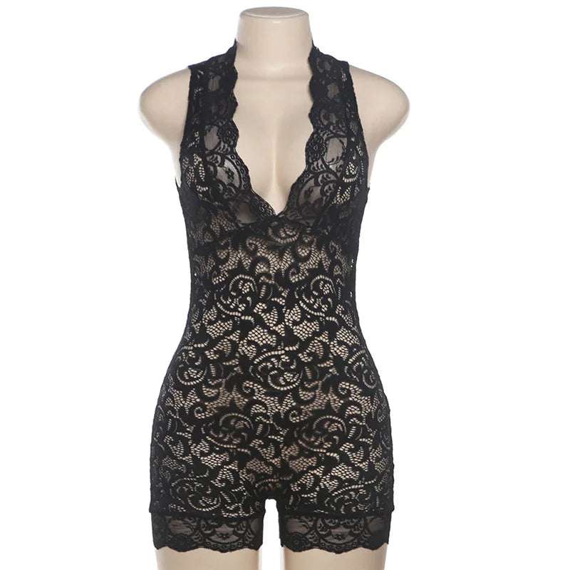 Wholesale Women's Lace Sleeveless Bodycon Romper