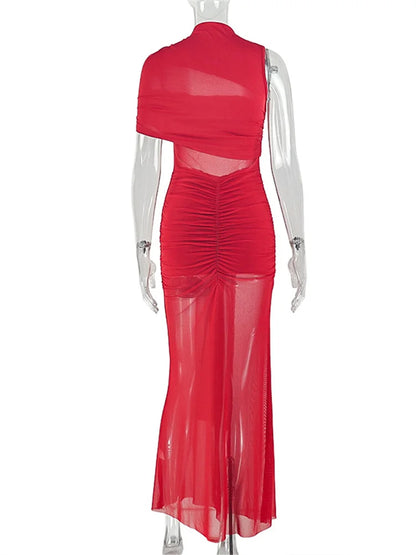 Joskaa Mesh Ruched Bodycon Maxi Dress - maxi dress image 4