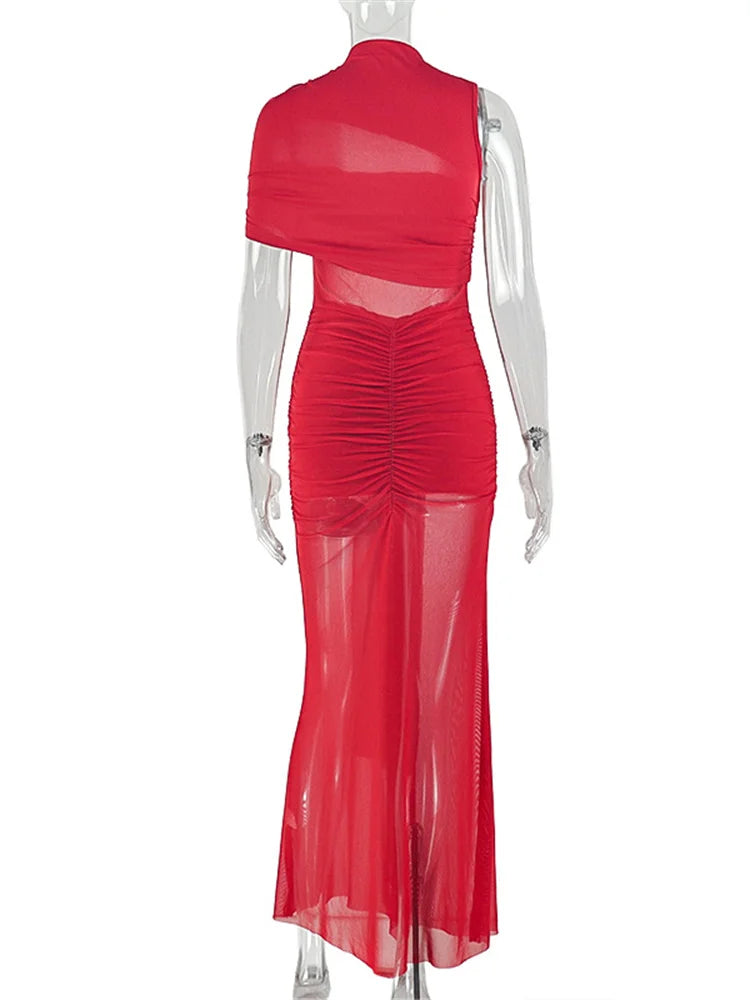 Joskaa Mesh Ruched Bodycon Maxi Dress - maxi dress image 4