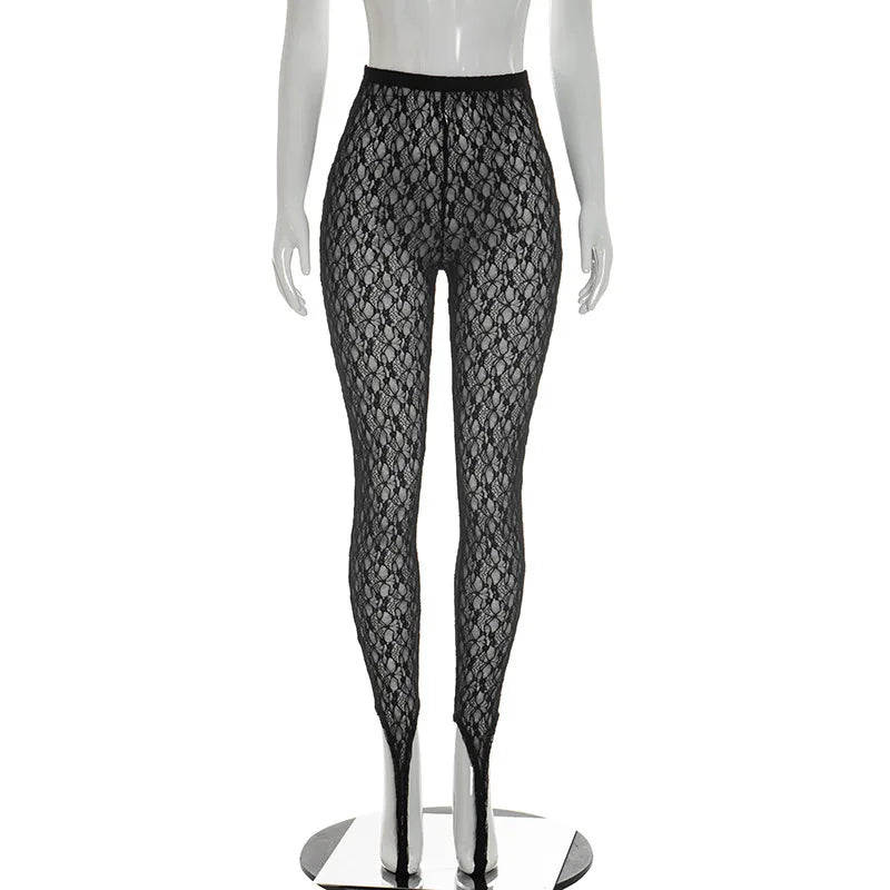 Joskaa Lace Mesh Bodycon High Waist Pants - pants image 7