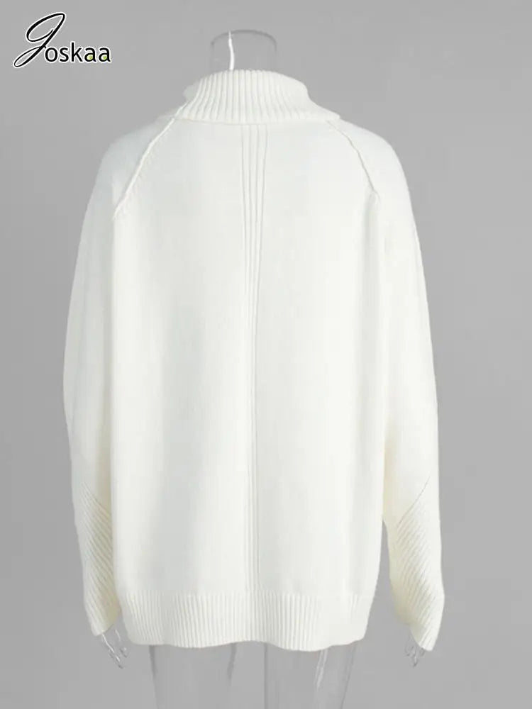 Women's Knit Long Sleeve Ribbed White Knitwear Top White – Detail View