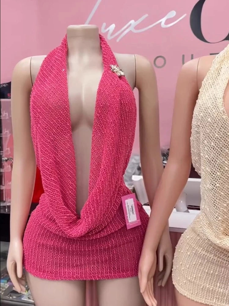Women's Ribbed Knit Backless Sleeveless Bodycon Mini Dress 6509 - Additional View 7