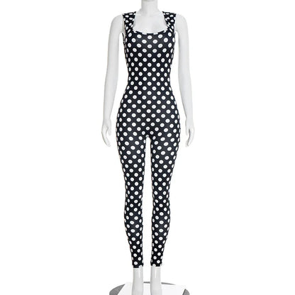 Joskaa Polka Dot Backless Sleeveless Bodycon Romper - romper image 5