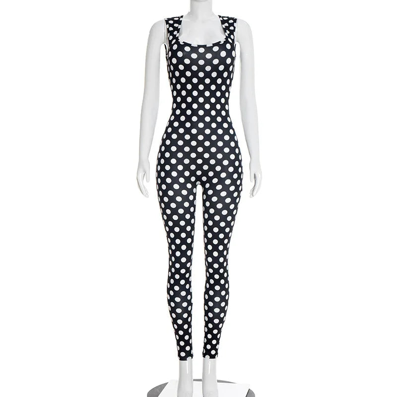 Joskaa Polka Dot Backless Sleeveless Bodycon Romper - romper image 5