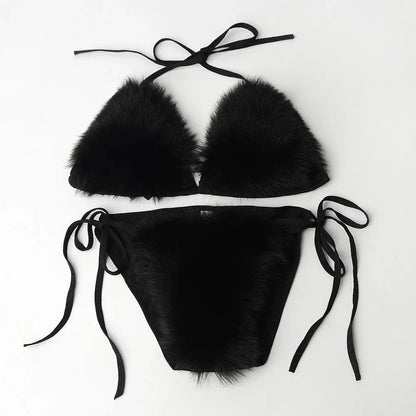 Wholesale Women's Swimwear Faux Fur Bikini Set