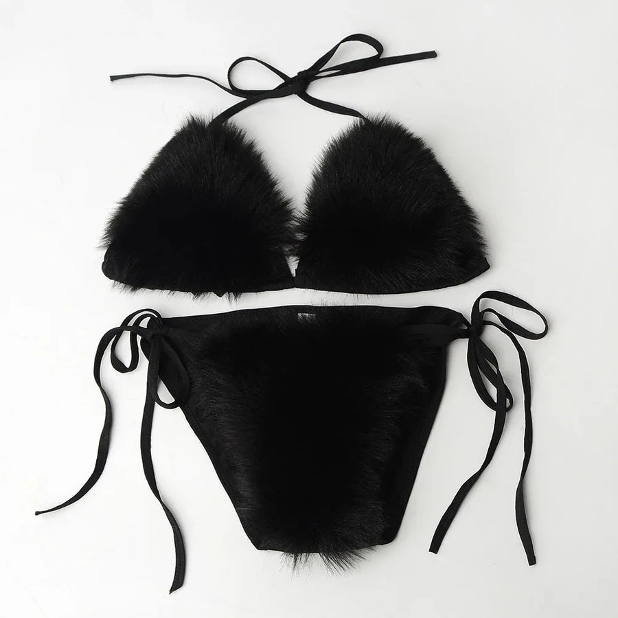 Wholesale Women's Swimwear Faux Fur Bikini Set