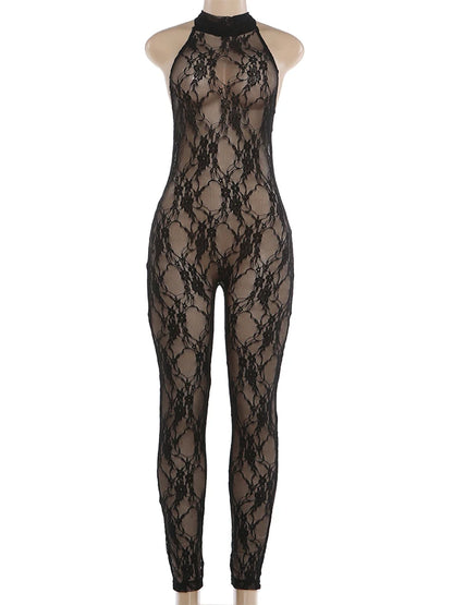 Joskaa Lace Backless Halter Sleeveless Romper - romper image 4