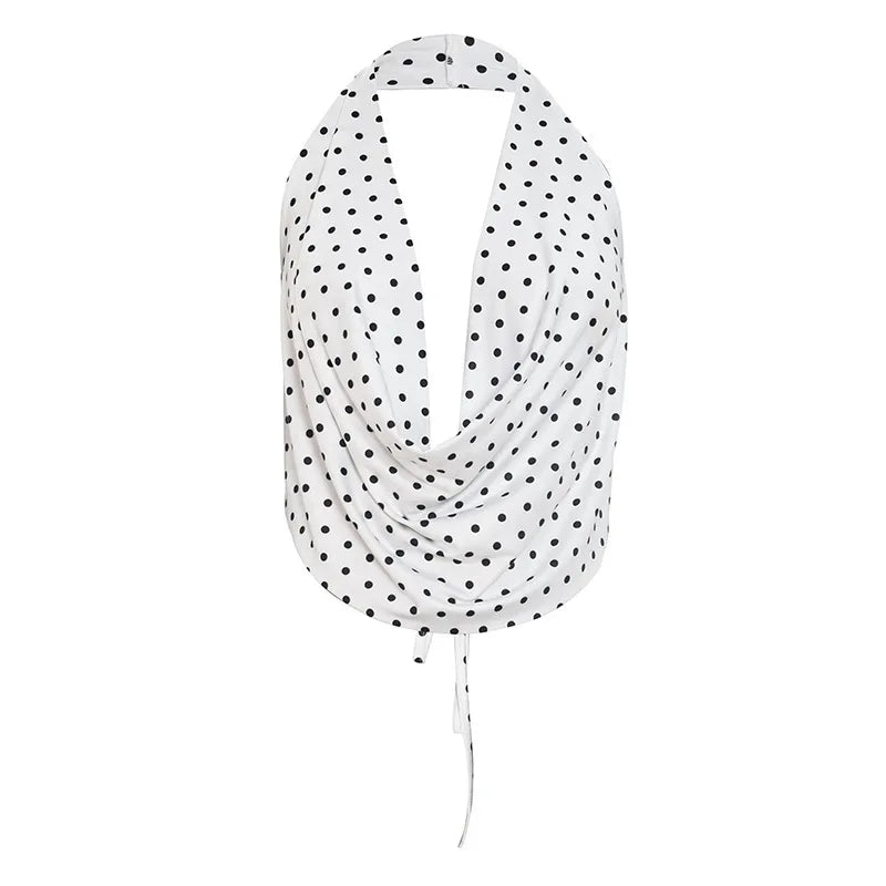 Women's Polka Dot Backless Halter Sleeveless Top - Additional View 7