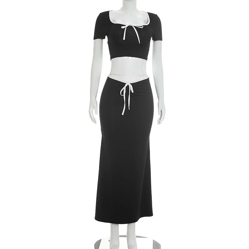 Women's Short Sleeve Ruched Two Piece Set - Detail View 8