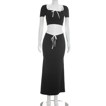 Women's Short Sleeve Ruched Two Piece Set - Detail View 8