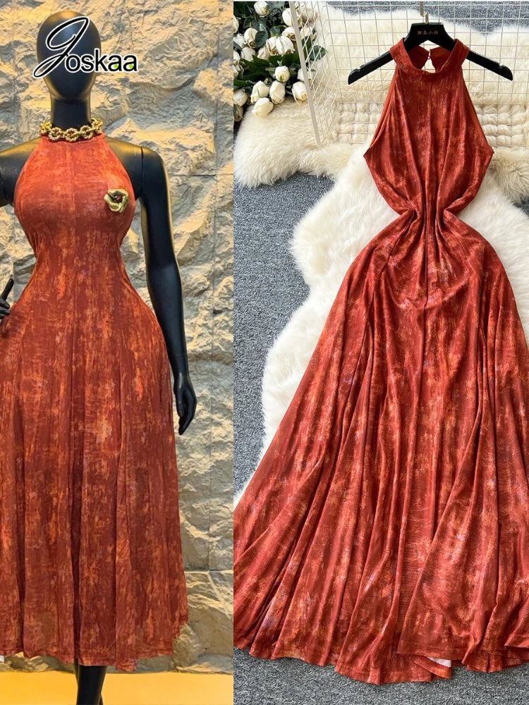 Women's Halter Sleeveless High Waist Maxi Dress – Women's Fashion Wholesale – Front View
