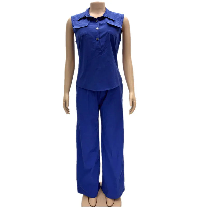 Women's Flare Wide Leg Causal Two Piece Set