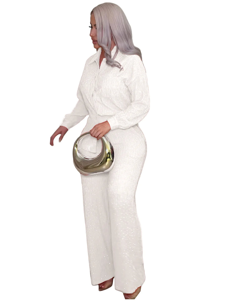 Women's Long Sleeve Wide Leg Two Piece Set - Additional View 9