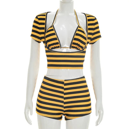 Women's Striped Halter Two Piece Set - Additional View 12