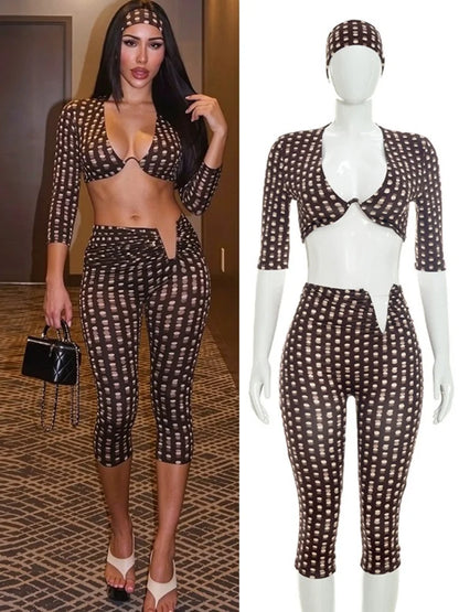 Women's Polka Dot Ruched V-neck High Waist Two Piece Set - Additional View 8