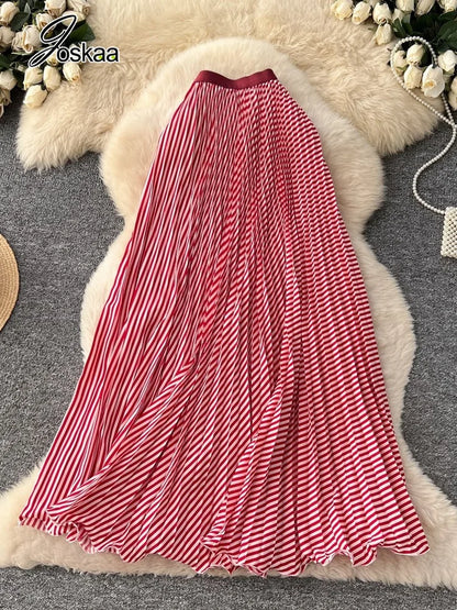 Wholesale Women's Polka Dot Pleated Dots Skirt Brown Polka Dots – Detail View
