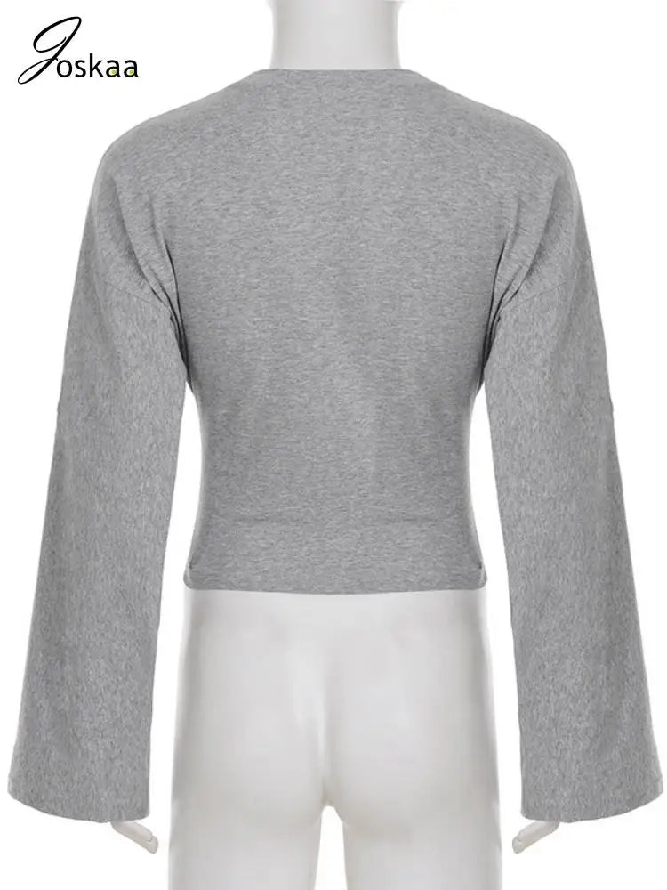 Women's Long Sleeve Fall T-shirt Basic Top White – Detail View