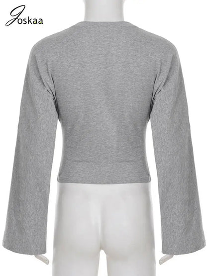 Women's Long Sleeve Fall T-shirt Basic Top White – Detail View